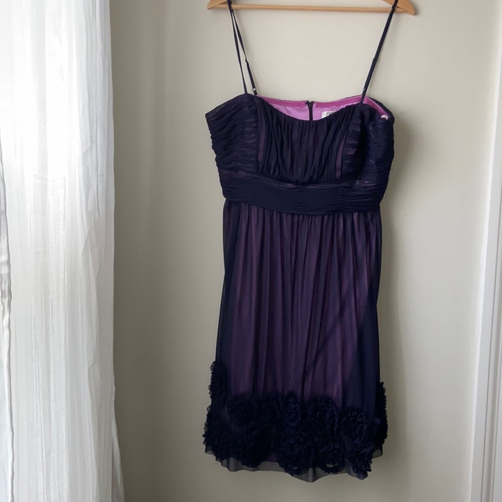 Purple cocktail dress by Oleg Cassini